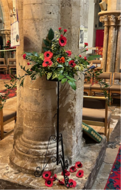 South Aisle Entrance Pillar Decorated For Remembrance Sunday 2025